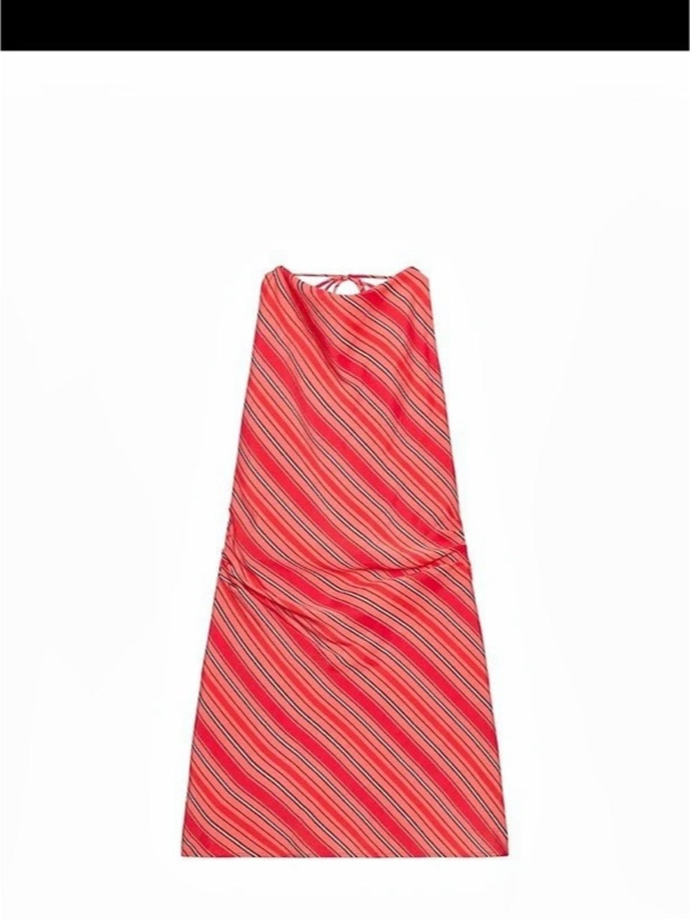 Zara Draped Striped Halter Dress Maxi in Red & White